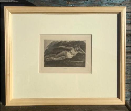 Heliogravure “Lassata” 1889 F.Rops ingekaderd 90€ ipv 182€, Antiek en Kunst, Kunst | Etsen en Gravures, Ophalen