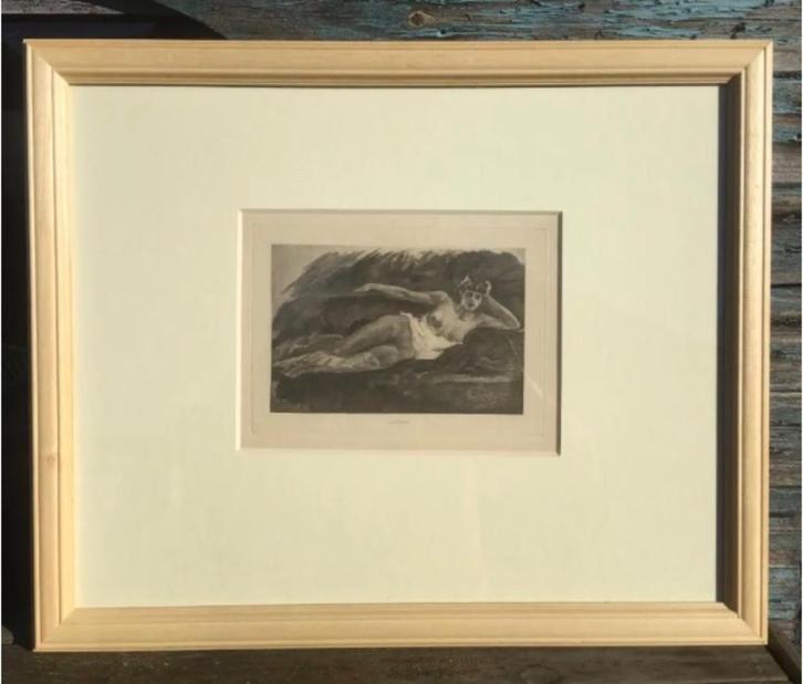 Heliogravure ”Lassata” 1889 F.Rops ingekaderd 82€ipv 182€, Antiek en Kunst, Kunst | Etsen en Gravures, Ophalen