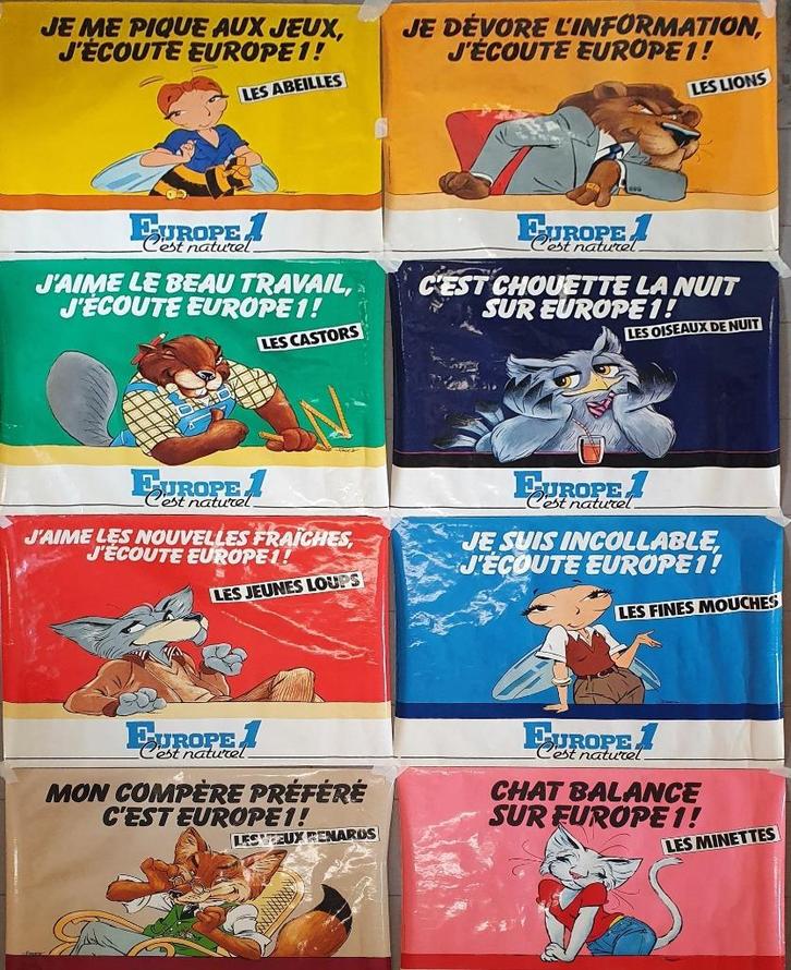 Fages 8 affiches : Campagne EUROPE 1, Verzamelen, Posters, Ophalen of Verzenden