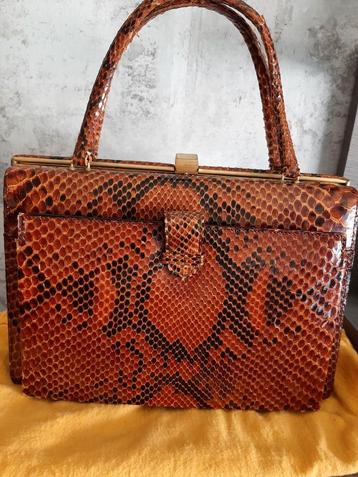 Authentique sac vintage en cuir de crocodile, Enlèvement ou Envoi, Utilisé, Sac à main