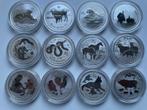 Complete set Lunar II 12 zilveren munten 1oz, Postzegels en Munten, Ophalen of Verzenden, Setje, Zilver