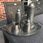 Schaal Tin met koffie, suiker en melkpotje, Ophalen