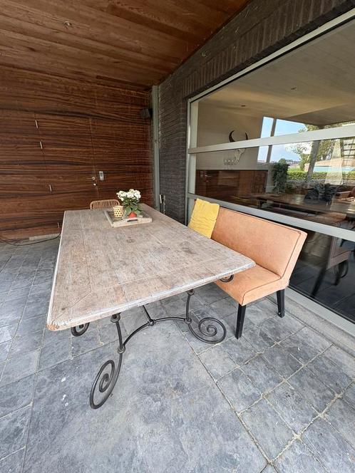 Eet/tuintafel met smeedijzer frame, Tuin en Terras, Tuintafels, Gebruikt, Ophalen