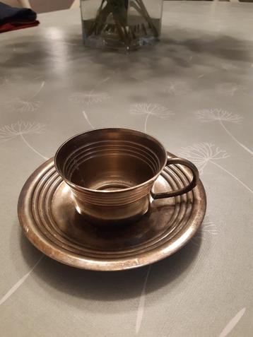 Petite tasse + sous-tasse - plaqué argent beschikbaar voor biedingen