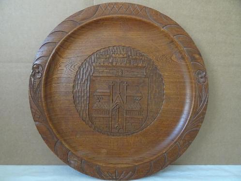 Antiek bord wandbord houtsnijwerk religieus bord 33cm 1950, Antiek en Kunst, Antiek | Religieuze voorwerpen, Ophalen of Verzenden