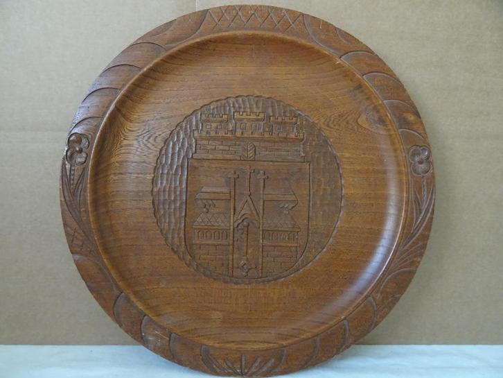 Antiek bord wandbord houtsnijwerk religieus bord 33cm 1950, Antiek en Kunst, Antiek | Religieuze voorwerpen, Ophalen of Verzenden