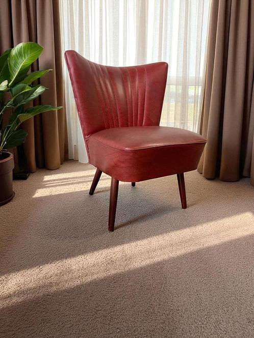 Vintage donkerrode éénzit / cocktail zetel / fauteuil, Verzamelen, Retro, Ophalen of Verzenden