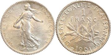 Pièce de 1 Franc semeuse 1901 5g en argent