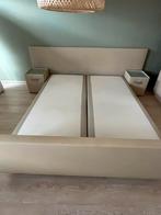 Lederen boxspring 180x220, Ophalen, Beige, Tweepersoons, Zo goed als nieuw