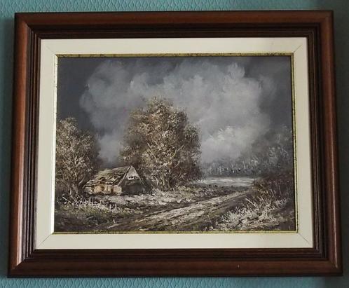 Schilderij van een winterlandschap, Antiek en Kunst, Kunst | Schilderijen | Klassiek, Ophalen of Verzenden