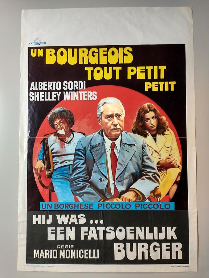 Mario Monicelli Borghese piccolo Piccolo Belgische poster, Verzamelen, Posters, Gebruikt, Ophalen of Verzenden