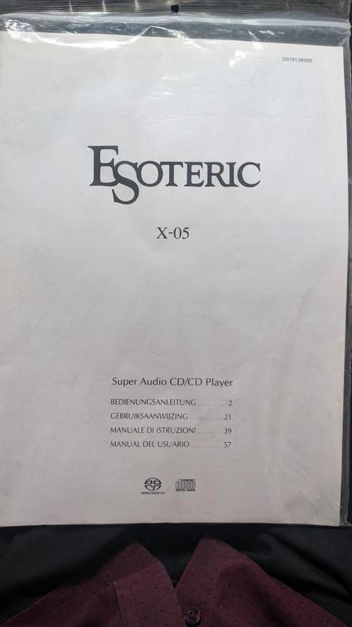Manual Esoteric X 05, Audio, Tv en Foto, Cd-spelers, Zo goed als nieuw, Ophalen of Verzenden
