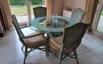 Table rond avec 4 chaises, Maison & Meubles, Tables | Tables à manger, Enlèvement, Comme neuf, Rond, Verre