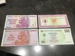 Zimbabwe lot 4 verschillende bankbiljetten FDC, Postzegels en Munten, Ophalen of Verzenden, Zimbabwe