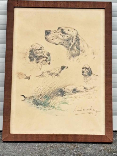 lithographie signe leon danchin, Antiek en Kunst, Kunst | Litho's en Zeefdrukken, Ophalen of Verzenden