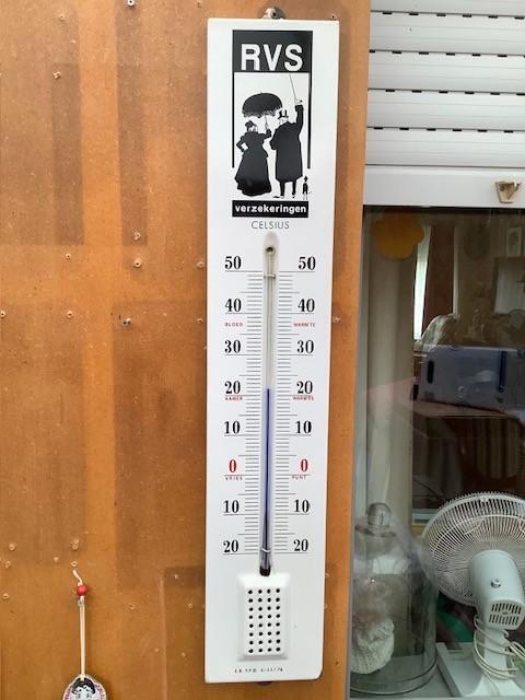email thermometer RVS verzekeringen H89 Br 16,50cm, Antiek en Kunst, Antiek | Email, Ophalen of Verzenden