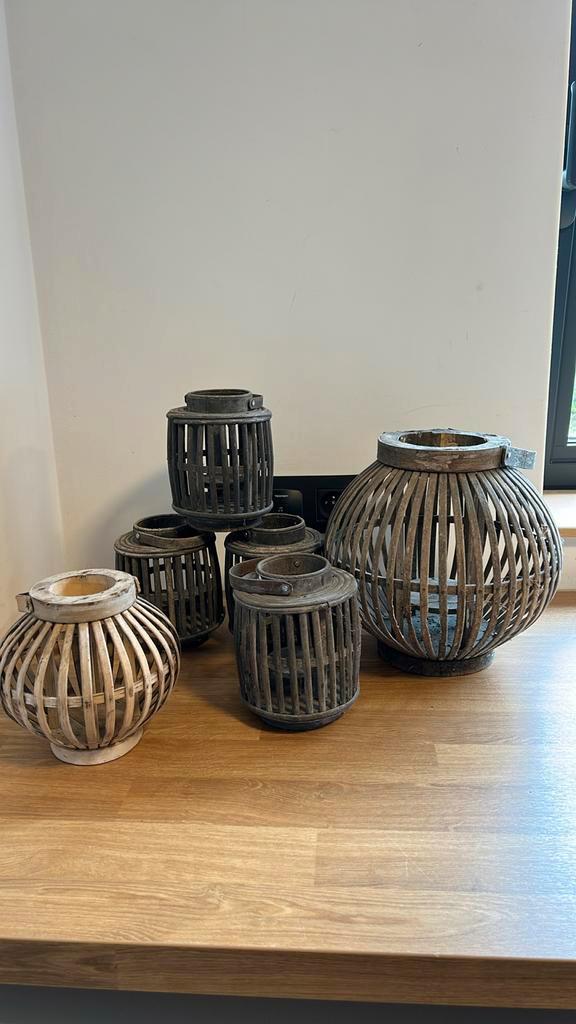 Houten kaarsenhouders / lantaarns, Maison & Meubles, Accessoires pour la Maison | Bougeoirs & Bougies, Utilisé, Bois, Brun, Enlèvement ou Envoi