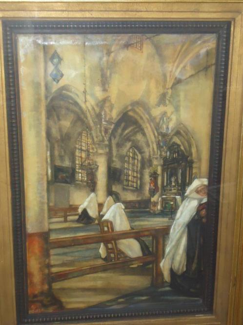 A. N. DELAUNOIS °1875-1941 begijnen in begijnhofkerk Leuven, Antiquités & Art, Art | Peinture | Classique, Enlèvement