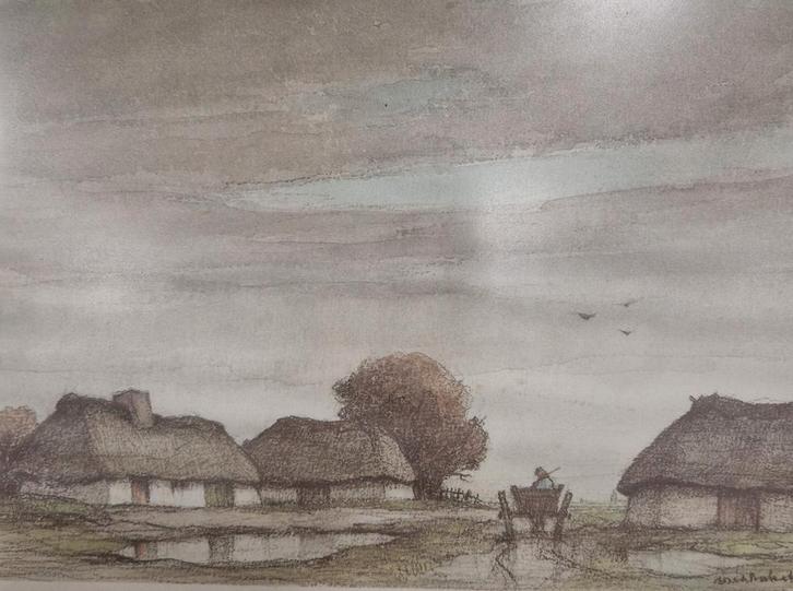 Dirk Baksteen | De onweerswolk | Litho (van een Aquarel), Antiquités & Art, Art | Lithographies & Sérigraphies, Enlèvement