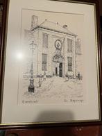 Dessin à la plume Begijnhof Turnhout signé '86, Antiquités & Art, Envoi