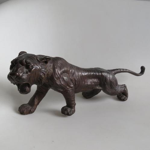 Bronzen tijger Midcentury Japan, Antiek en Kunst, Kunst | Beelden en Houtsnijwerken, Ophalen of Verzenden