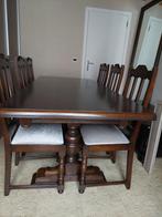 Masdief eiken tafel met 6 stoelen, Huis en Inrichting, Ophalen, Eikenhout, 50 tot 100 cm, Zo goed als nieuw