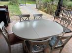 Witte ronde tafel, Huis en Inrichting, Ophalen, Gebruikt, Vijf personen of meer, Ovaal