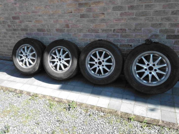 4 oude ALU velgen met oude banden, Auto-onderdelen, Banden en Velgen, Banden en Velgen, 16 inch, 235 mm, Overig, Gebruikt, Ophalen