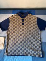 Gucci Macro GG jacquard beige/blauwe polo, Ophalen, Zo goed als nieuw, Blauw