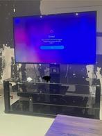 Meuble tv en verre noir + tv 139 cm, Ophalen, Gebruikt, Glas