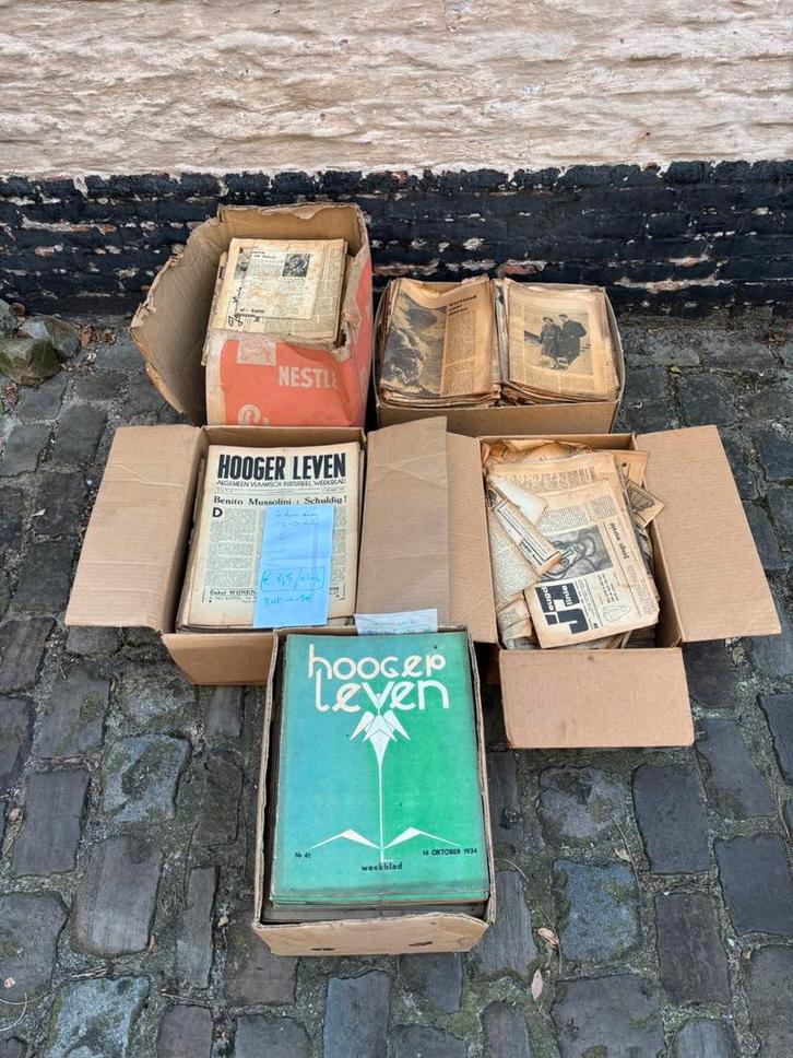 5 dozen oude Vlaamse kranten (‘30-‘50), Verzamelen, Tijdschriften, Kranten en Knipsels, Krant, 1920 tot 1940, Ophalen