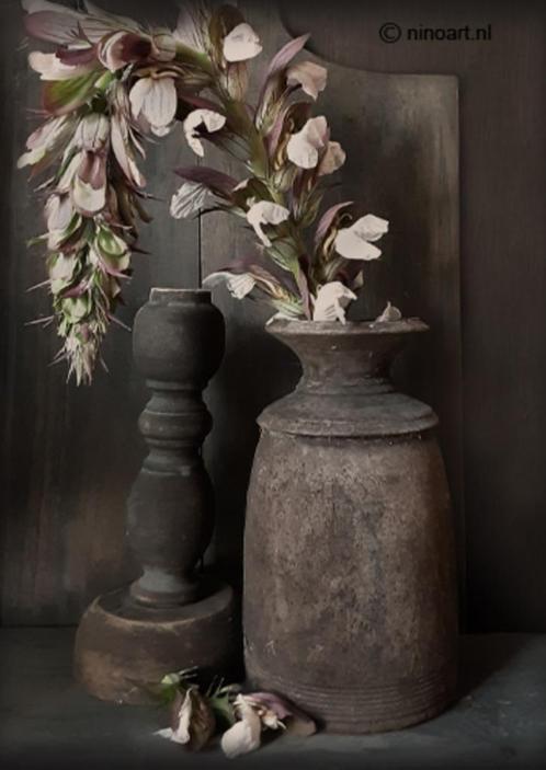 Decoboard stoere pot met bloemen en kandelaar, Huis en Inrichting, Woonaccessoires | Wanddecoraties, Nieuw, Ophalen of Verzenden