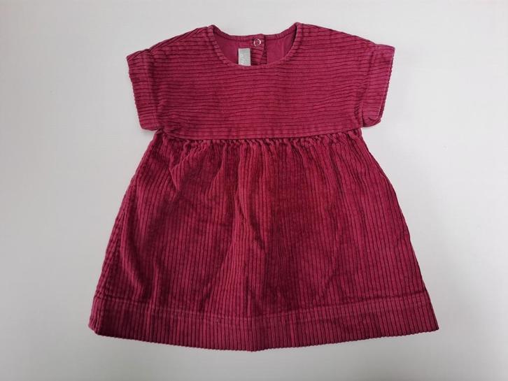 Mt 67 Purperen ribfluwelen jurkje met korte mouwen, Kinderen en Baby's, Babykleding | Maat 68, Zo goed als nieuw, Meisje, Jurkje of Rokje