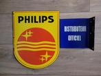 Philips dubbelzijdig emaille reclameplaat, Verzamelen, Ophalen of Verzenden, Gebruikt, Reclamebord