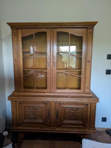 Dressoir - dressoir - eikenhouten vitrinekast beschikbaar voor biedingen