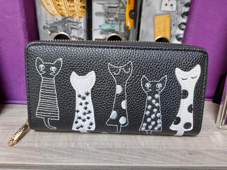 Grote katten portemonnee, 20 cm lang. Nieuw, Handtassen en Accessoires, Portemonnees, Nieuw, Zwart, Ophalen of Verzenden