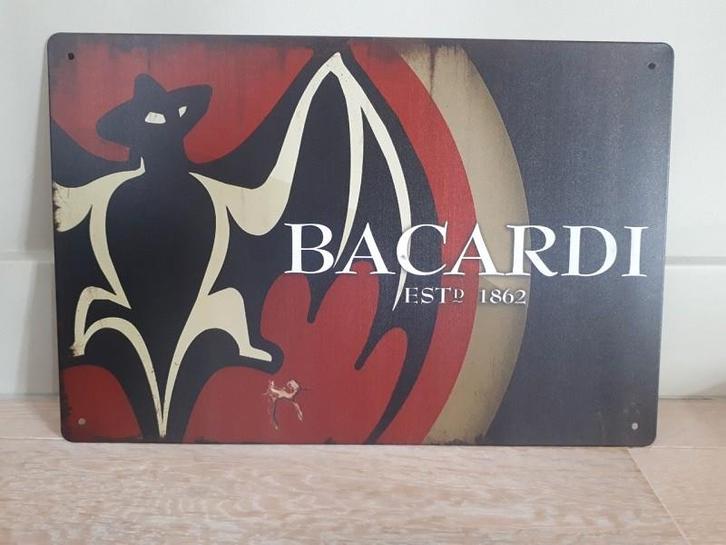 BACARDI EST 1862 metalen vintage look wandplaat 20x30cm, Verzamelen, Merken en Reclamevoorwerpen, Nieuw, Reclamebord, Ophalen of Verzenden