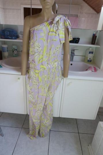 Jumpsuit nieuw print geel paars off-schouder Her mt 42