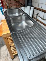 Dubbele spoelbak inox, Huis en Inrichting, Keuken | Keukenelementen, Ophalen, Zo goed als nieuw