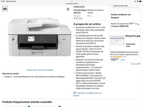 Imprimante Brother pro A3. - 255 euros. MFC-J6540DW, Computers en Software, Printers, Zo goed als nieuw, Printer, Inkjetprinter