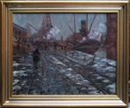Jan De Clerck Oostende Winteravond op de Marinekaai, Antiek en Kunst, Ophalen