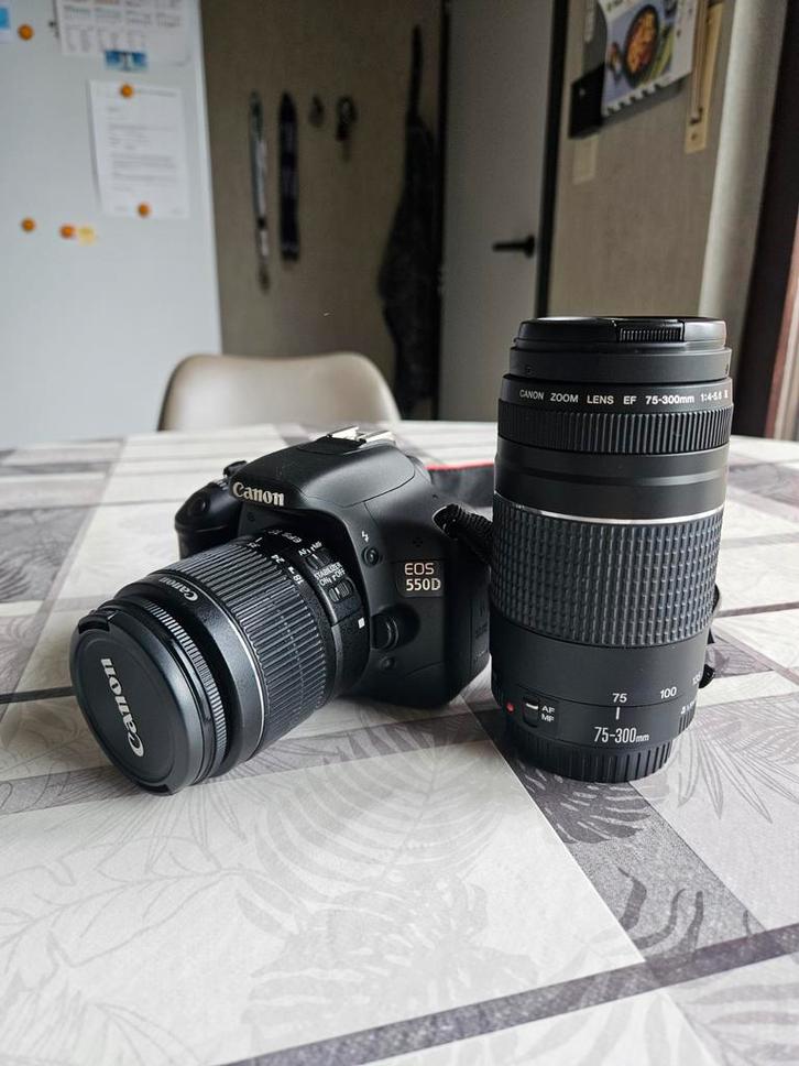 Canon 550D + 18-55mm + 75-300mm, Audio, Tv en Foto, Foto | Lenzen en Objectieven, Ophalen