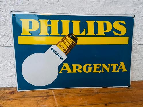 Emaille reclamebord Philips Argenta Nederlandse versie, Verzamelen, Merken en Reclamevoorwerpen, Zo goed als nieuw, Reclamebord