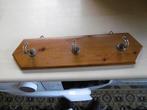 antiek kapstokje in pitch pine, 3 haakjes, Wandhaken, Ophalen of Verzenden, Zo goed als nieuw, Minder dan 100 cm