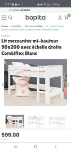 Bopita halfhoog bed antraciet 90x200, Ophalen, Zo goed als nieuw
