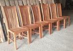 6 stoelen in teak--goede staat, Huis en Inrichting, Stoelen, Ophalen, Gebruikt, Hout, Vijf, Zes of meer stoelen