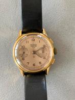 Pontiac Chronograaf uurwerk horloge jaren 50 vintage heren, Polshorloge, Ophalen of Verzenden, Goud, Leer