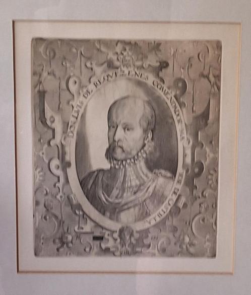 Gravure portret met inscriptie, Antiek en Kunst, Kunst | Litho's en Zeefdrukken, Ophalen