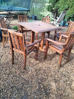 Tuinset hout 6 stoelen en 2 ligzetels, Tuin en Terras, Tuinsets en Loungesets, Tuinset, Gebruikt, Hout, Ophalen