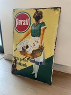 Oude gebombeerde emaille Persil, Verzamelen, Ophalen, Gebruikt, Reclamebord